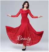 Adult Long Sleeve Lace Stitching Modern Dance Dress Dance Competition Big Skirt Dress Modern Dancing Clothes Practice