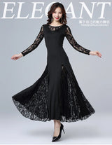 Adult Long Sleeve Lace Stitching Modern Dance Dress Dance Competition Big Skirt Dress Modern Dancing Clothes Practice