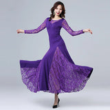 Adult Long Sleeve Lace Stitching Modern Dance Dress Dance Competition Big Skirt Dress Modern Dancing Clothes Practice