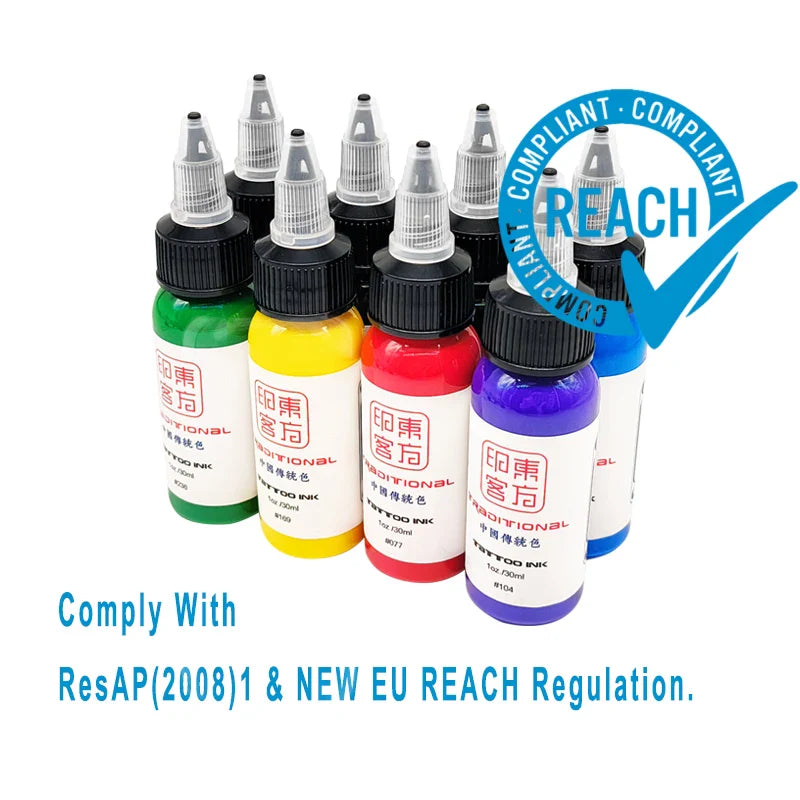 REACH Compliance OEM Tattoo Ink Pigments 66 Colors Available 1oz 8/12/20/25/36/60 Color Set