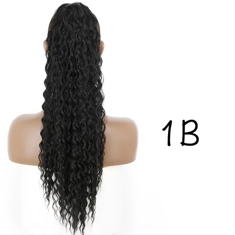 Synthetic Curly Ponytail Extensions Clip In Drawstring Ponytail Wig Long 26Inch Water Wave Afro Pony Tail Women Hairpiece False