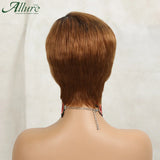 Ombre Brown Pixie Cut Bob Human Hair Wig With Bangs For Black Women Short Pixie Cut Wig Wear to Go Brazilian Hair Wig Allure