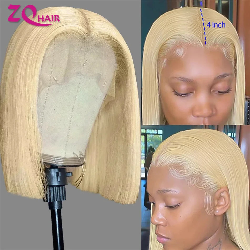 Short Cut 613 Bob Wig Pre Plucked Bone Straight Blonde 613 Hd Lace Frontal Wigs 13x4 HD Lace Front Human Hair Wig Closure Wigs