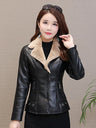 Aelegantmis Autumn Winter Warm Faux Fur Coat Women Leather Jacket Ladies Slim Moto Biker Basic Jackets Plush Casual Outerwear