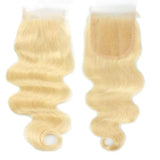 613 Blonde Body Wave Human Hair Lace Closure 4X4 Middle / Three Part Brazilian Body Wave Closure Pre Plucked