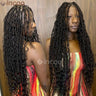 32 Inch Full Lace Wigs For Black Women Bohemian Medium Lace Wig Synthetic Braided Lace Front Wig With Curly Ends Knotless Braids