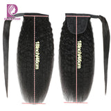 Racily Hair Kinky Sraight Ponytail Human Hair Afro Kinky Ponytail Hair Extensations Wrap Around Clip In Ponytail Black Yaki Hair