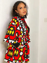 African  Dress Women's Fashion Kimono Cardigan Coat Dashiki Geometric Belt Women's Dress Plus Size Retro African Christmas Robe