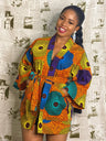 African  Dress Women's Fashion Kimono Cardigan Coat Dashiki Geometric Belt Women's Dress Plus Size Retro African Christmas Robe