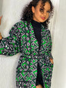 African  Dress Women's Fashion Kimono Cardigan Coat Dashiki Geometric Belt Women's Dress Plus Size Retro African Christmas Robe