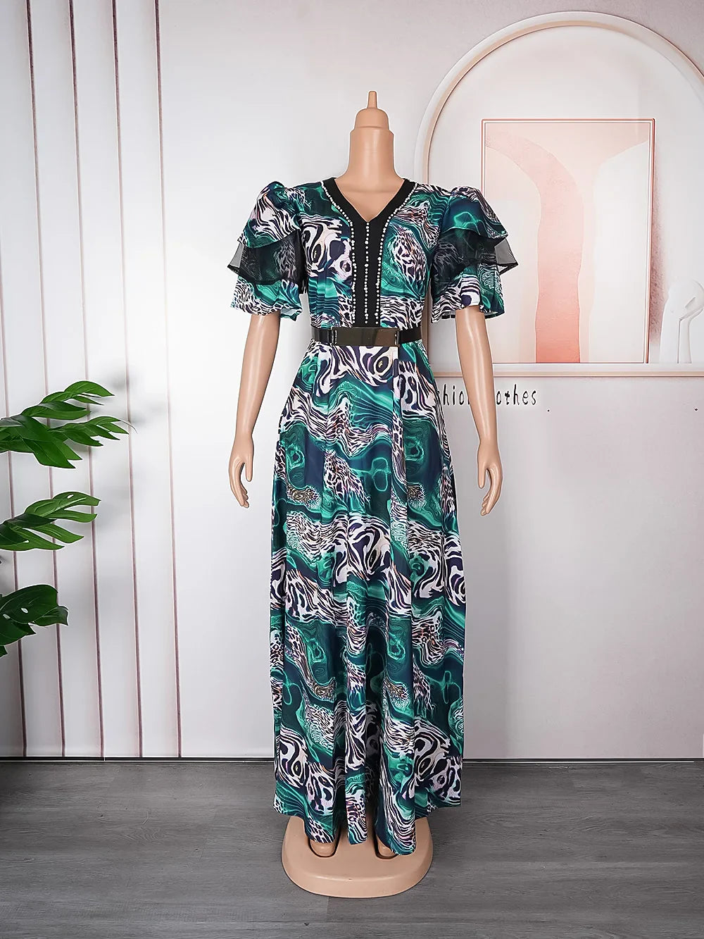 African Dresses for Women 2024 Plus Size Evening Party Long Dress Africa Clothing Elegant Turkey Muslim Print Maxi Dress