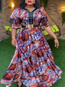 African Dresses for Women 2024 Plus Size Evening Party Long Dress Africa Clothing Elegant Turkey Muslim Print Maxi Dress