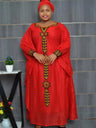 African Dresses for Women Muslim Fashion Lace Boubou Dashiki Traditional Africa Clothes Ankara Outfits Evening Gown with Headtie