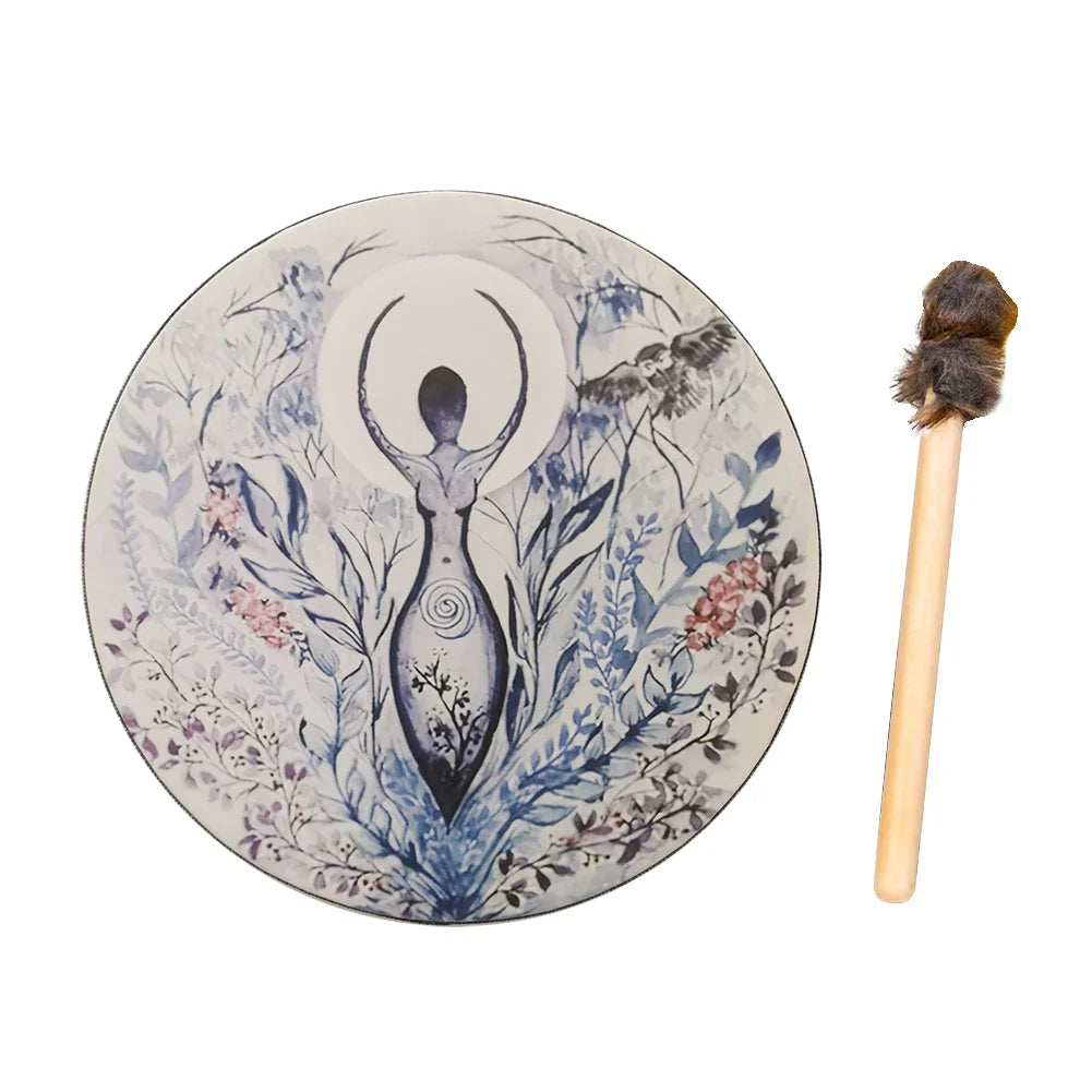 Alchemical Moon Drum Desktop Ornament Fashion Shaman Drum Tree of Life Sound Healing Tool for Family Friends Best Gifts