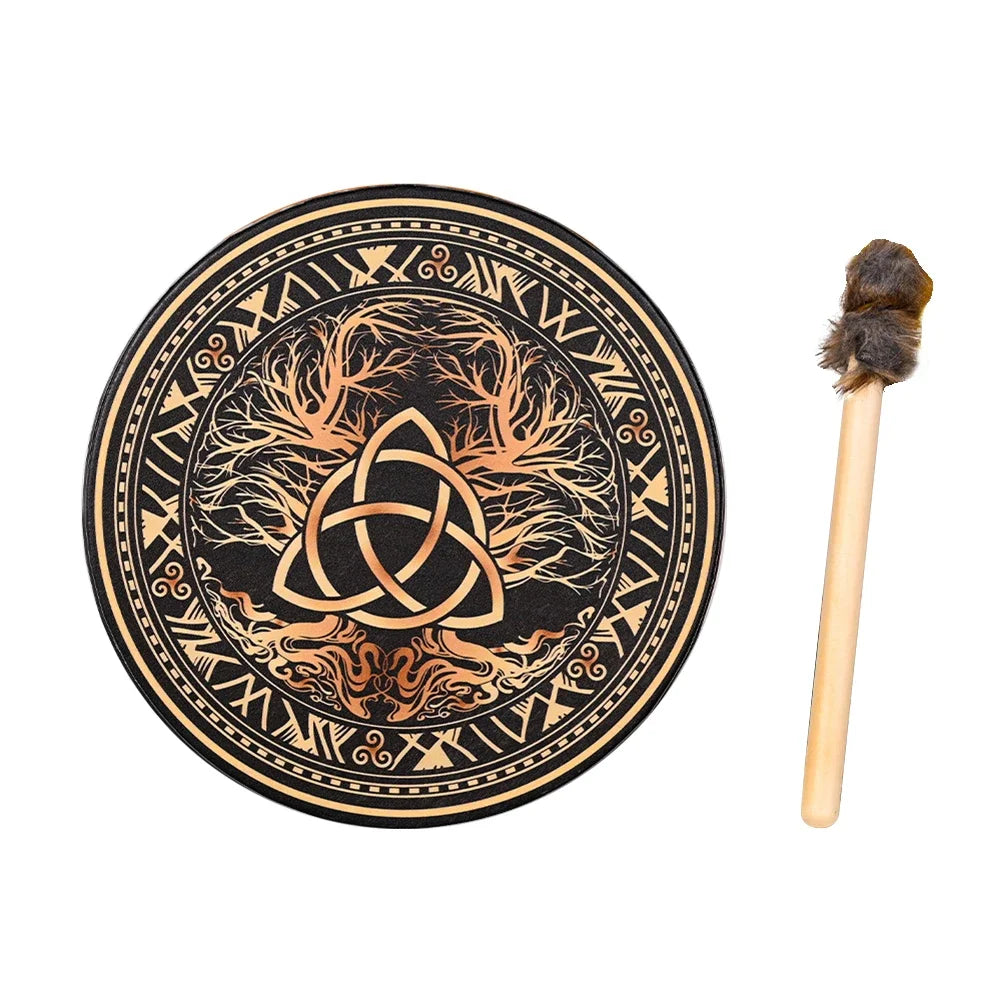 Alchemical Moon Drum Desktop Ornament Fashion Shaman Drum Tree of Life Sound Healing Tool for Family Friends Best Gifts