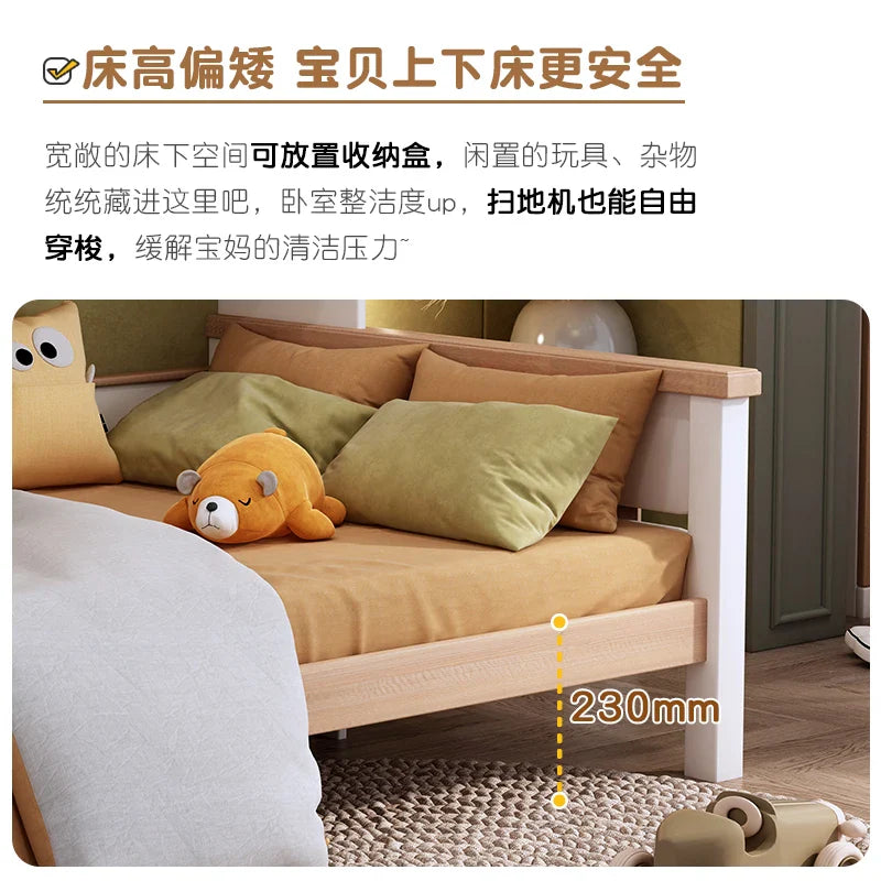 All-solid wood children ;s bed boy tatami combination small-sized high-box bookcase saves space