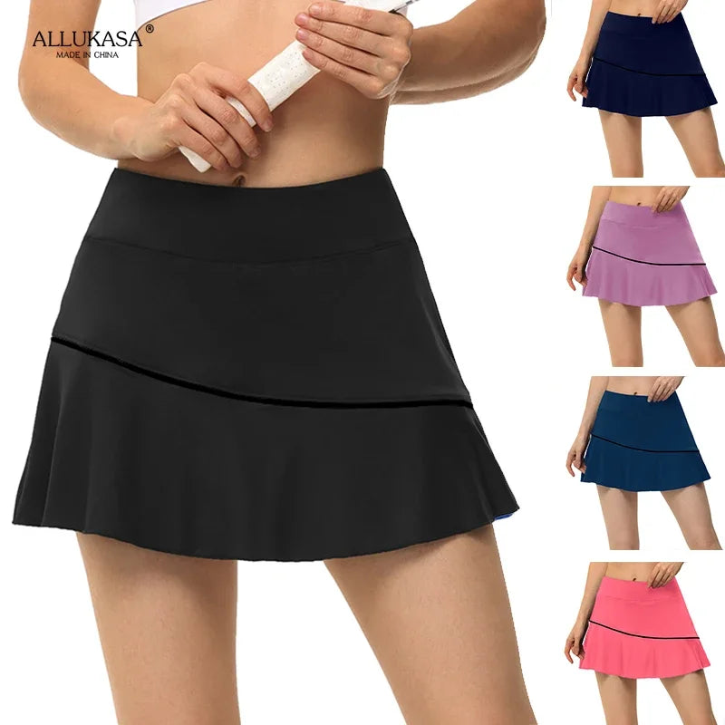 Allukasa Golf Sport Einfarbig Workout Volleyball S-5XL Tennis Running Skort Skirt Athletic Yoga2020 Athletisch Fitness Skirts