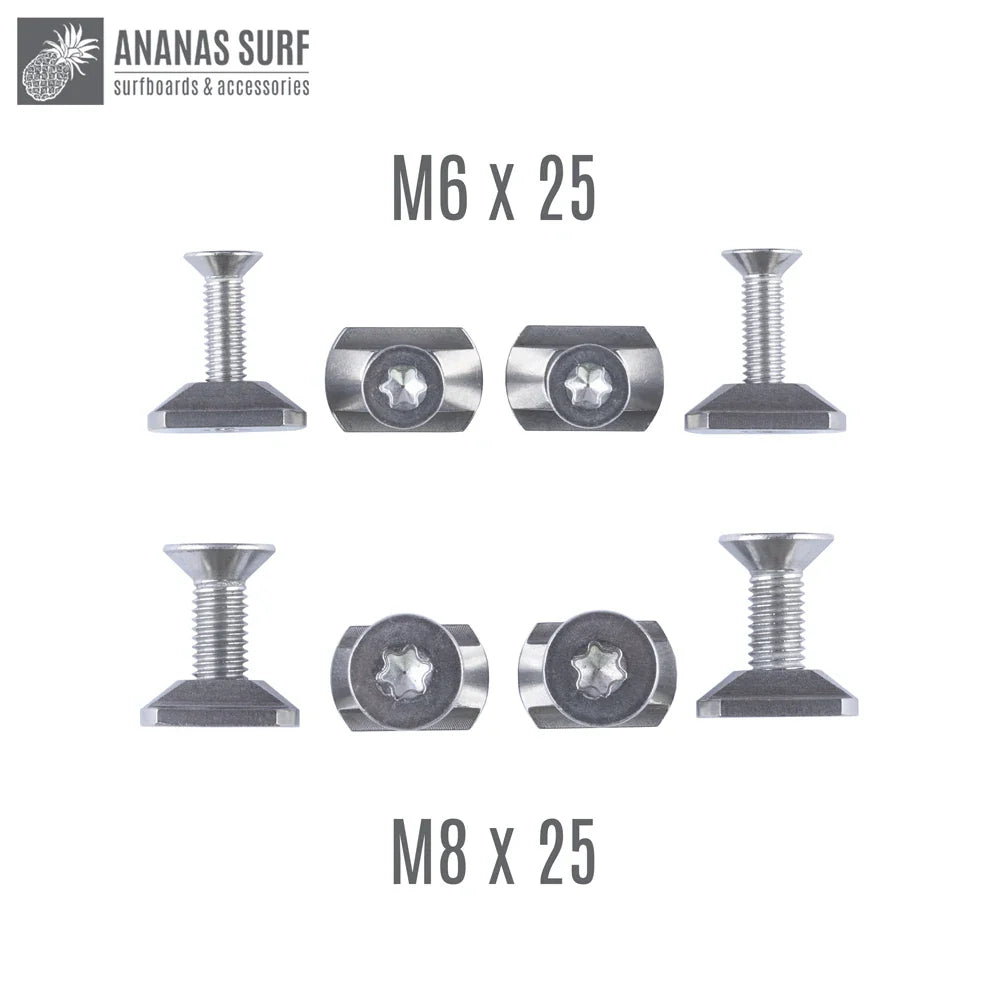 Ananas Surf M6, M8 HydroFoil Board Mount Torx Screw And T-Nut 316 Stainless Steel Set Kite Wing Winsurf  Accessories