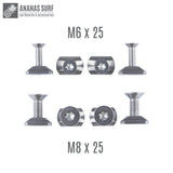 Ananas Surf M6, M8 HydroFoil Board Mount Torx Screw And T-Nut 316 Stainless Steel Set Kite Wing Winsurf  Accessories