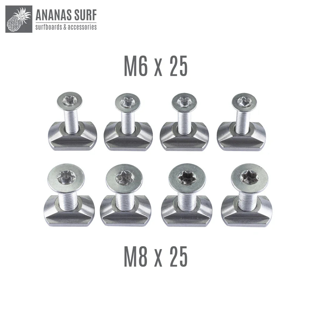 Ananas Surf M6, M8 HydroFoil Board Mount Torx Screw And T-Nut 316 Stainless Steel Set Kite Wing Winsurf  Accessories