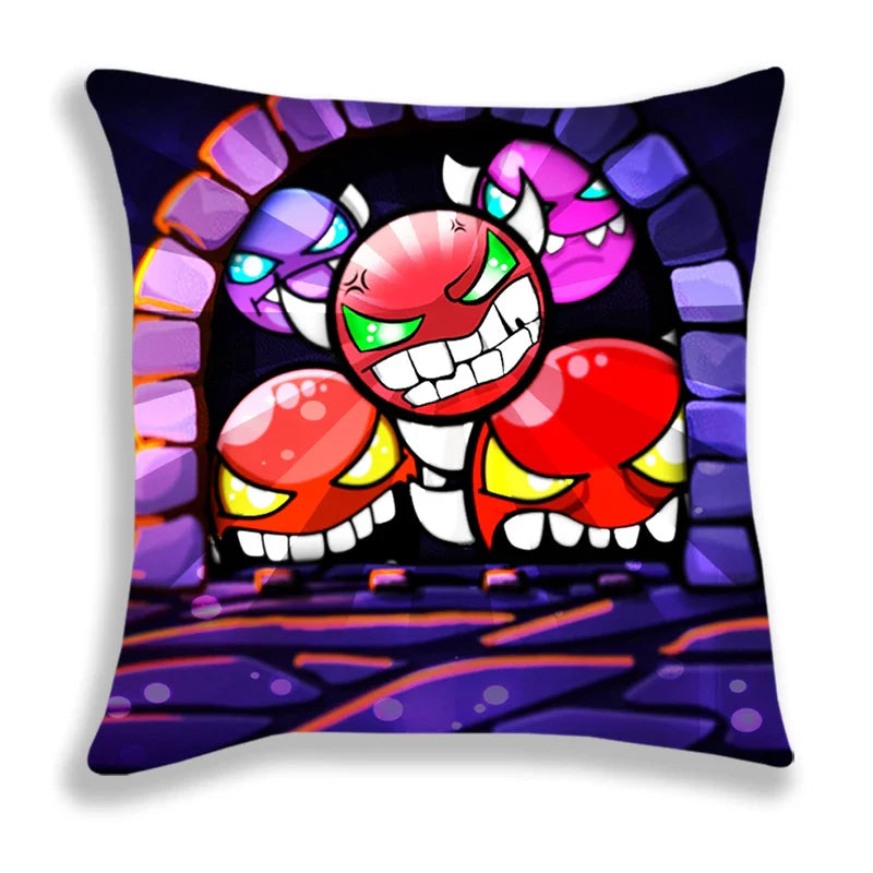 Angry Geometry Dash Print Pillow Case Cartoon Cushion Covers For Sofa Bed Home Decorative Pillow Covers Kids Pillowcases 45*45cm