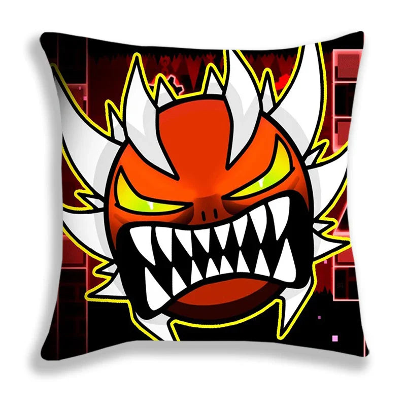 Angry Geometry Dash Print Pillow Case Cartoon Cushion Covers For Sofa Bed Home Decorative Pillow Covers Kids Pillowcases 45*45cm