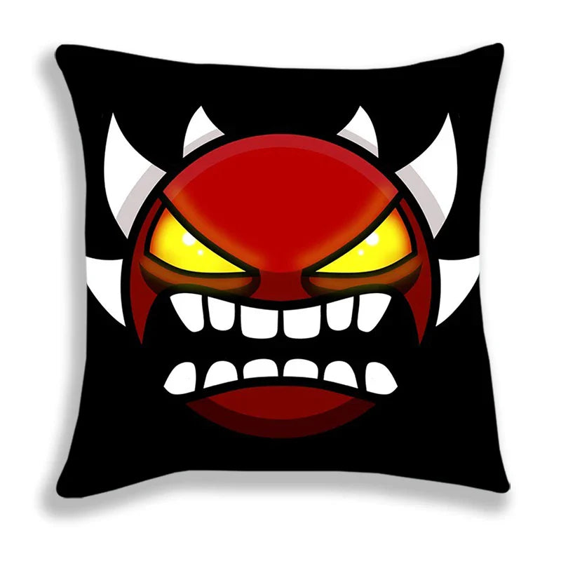 Angry Geometry Dash Print Pillow Case Cartoon Cushion Covers For Sofa Bed Home Decorative Pillow Covers Kids Pillowcases 45*45cm