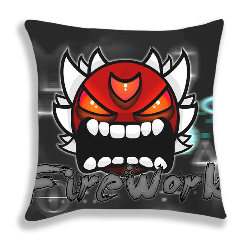 Angry Geometry Dash Print Pillow Case Cartoon Cushion Covers For Sofa Bed Home Decorative Pillow Covers Kids Pillowcases 45*45cm