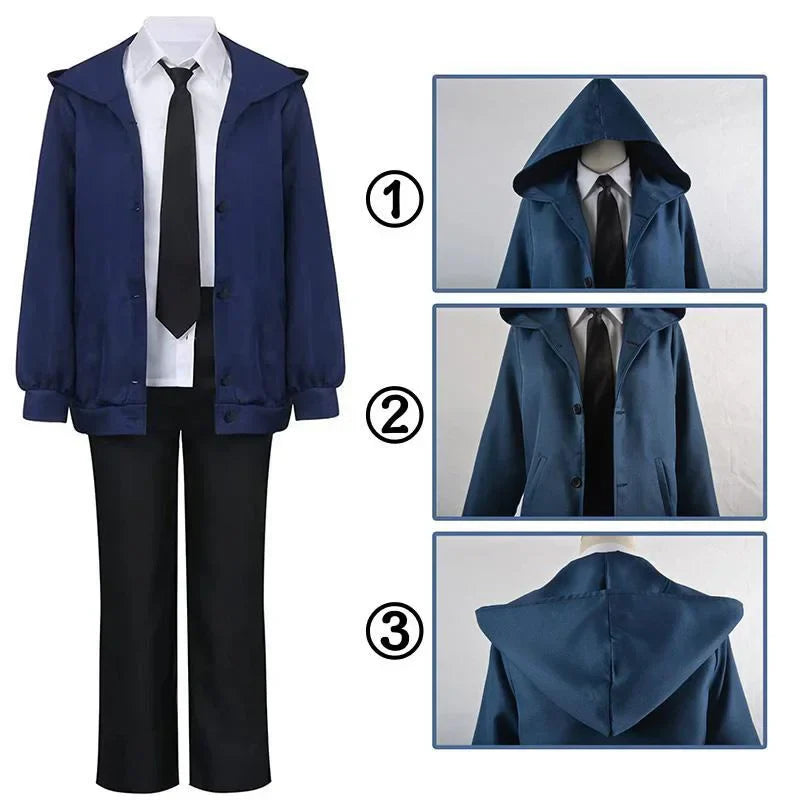 Anime Power Cosplay Chainsaw Man Cosplay Costume Blue Red Jacket Pants Wig Uniform Suit Halloween Christmas Costumes for Women