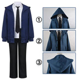 Anime Power Cosplay Chainsaw Man Cosplay Costume Blue Red Jacket Pants Wig Uniform Suit Halloween Christmas Costumes for Women