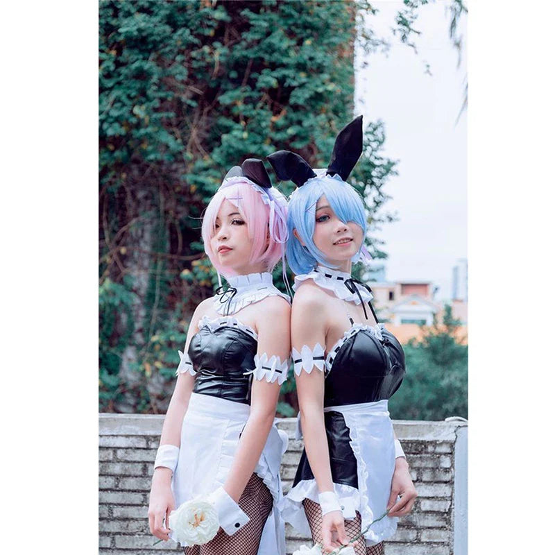 Anime Re Life in a different world from zero Cosplay Costume Lolita Rem Ram apron Maid Uniform Bunny Girl Erotic Jumpsuit