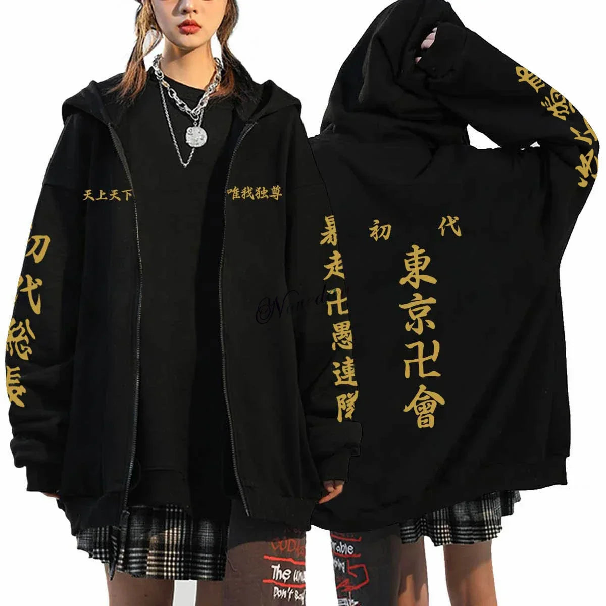 Anime Tokyo Revengers Cosplay Jacket Hoodie Sweatshirt Harajuku Tokyo Manji Gang Black Baseball Uniform Zip Coat Costume Women