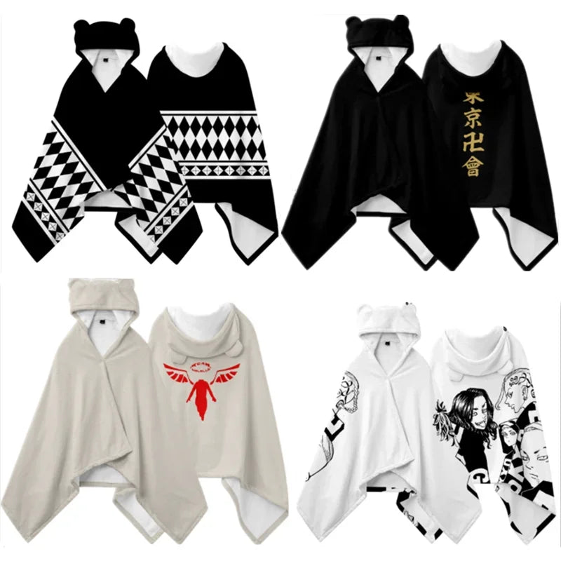 Anime Tokyo Revengers Cosplay Pajamas Black White Cloak Sano Manjiro Ryuguji Ken Sleepwear Autumn Halloween Costumes Cloak Kids