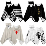 Anime Tokyo Revengers Cosplay Pajamas Black White Cloak Sano Manjiro Ryuguji Ken Sleepwear Autumn Halloween Costumes Cloak Kids