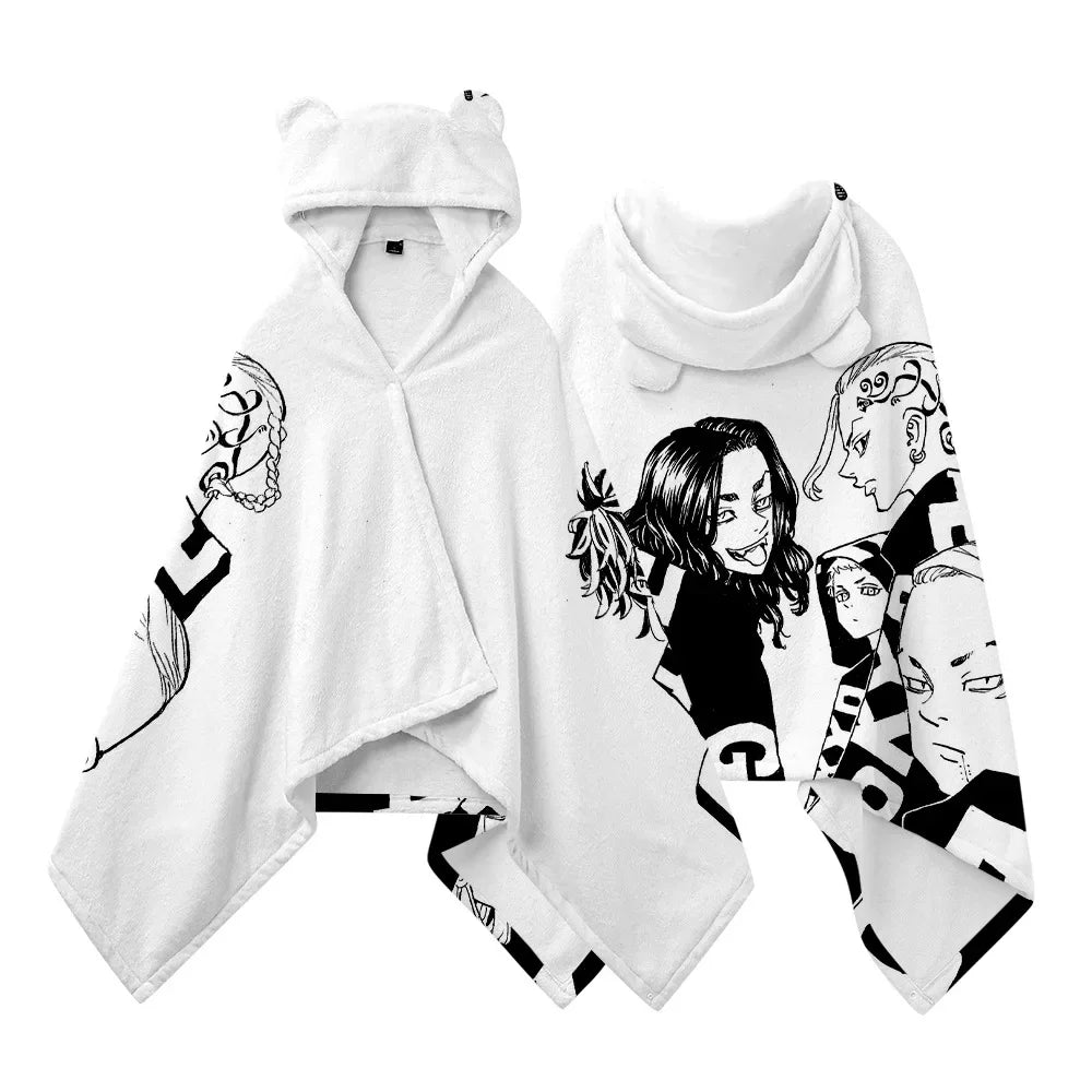 Anime Tokyo Revengers Cosplay Pajamas Black White Cloak Sano Manjiro Ryuguji Ken Sleepwear Autumn Halloween Costumes Cloak Kids