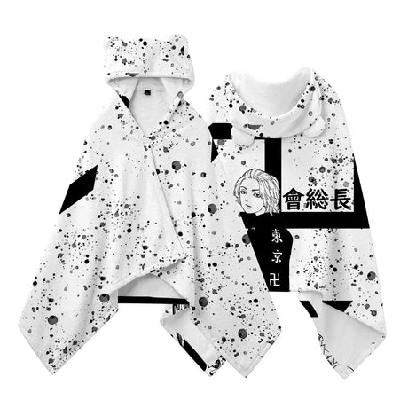 Anime Tokyo Revengers Cosplay Pajamas Black White Cloak Sano Manjiro Ryuguji Ken Sleepwear Autumn Halloween Costumes Cloak Kids