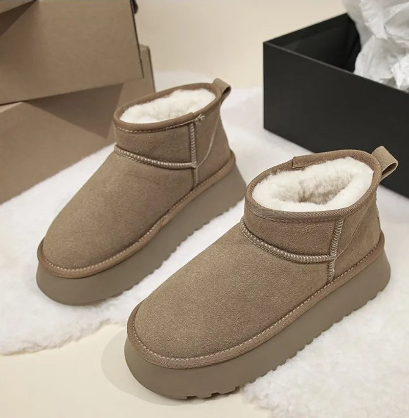 Ankle Flats Platform Women Snow Boots Suede Plush Warm Casual Shoes 2023 Winter New Thick Goth Fashion Shoes Chelsea Women Boots