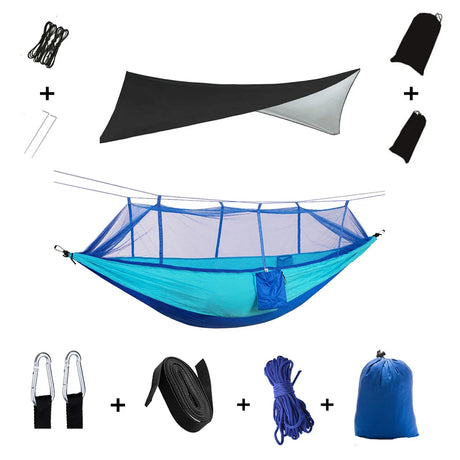 Anti Outdoor Camping Hammock With Mosquito Net And Rain Tent Equipment Supplies Shelters Camp Bed Survival Portable Hammock