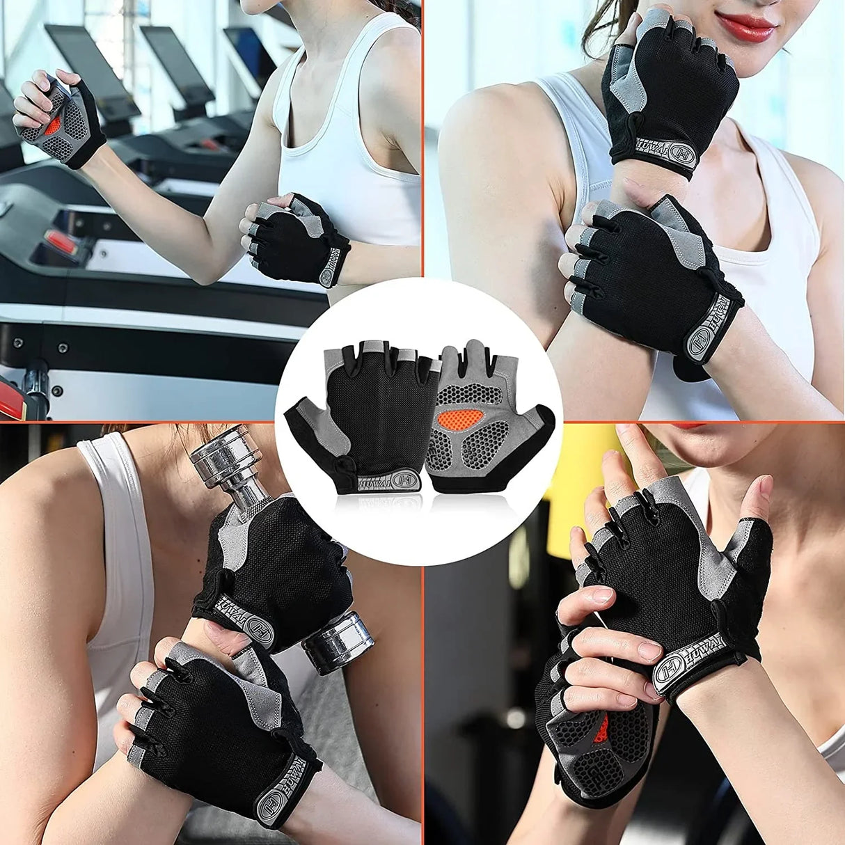 Anti-shock Sports Gym Gloves Weightlifting Fitness Training Non Slip Palm Protector Breathable Fingerless Bicycle Cycling Gloves