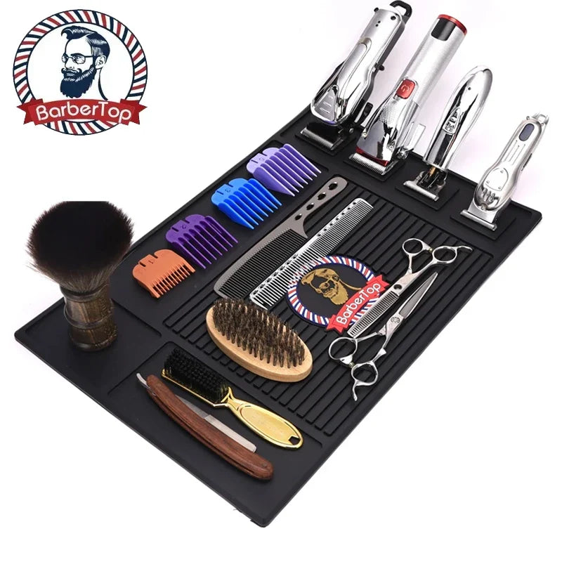 Anti-skid Magnetic Tray Silicone Storage Table Mat Heat Resistant Pad Salon Clippers Scissors Trimmers Holder Barbershop Tools