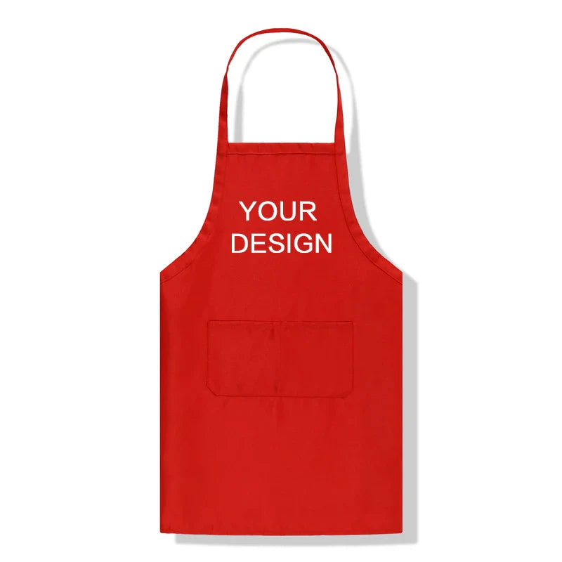 Aprons Custom Design Brand Logo Black Unisex Waiter Cooking Restaurant Pocket Printing Adjustable Hanging Neck Men for Woman