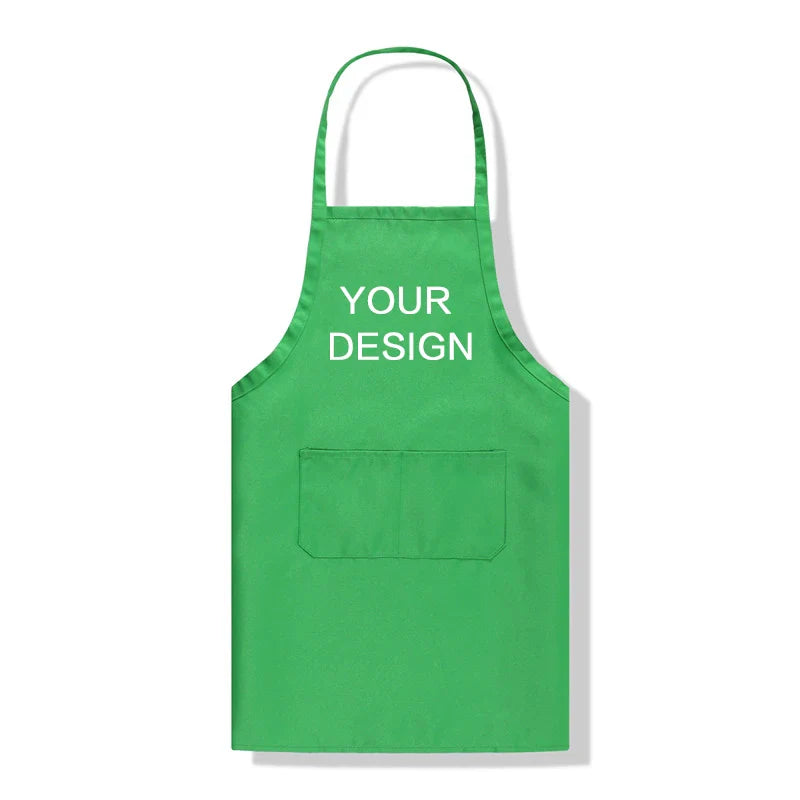 Aprons Custom Design Brand Logo Black Unisex Waiter Cooking Restaurant Pocket Printing Adjustable Hanging Neck Men for Woman