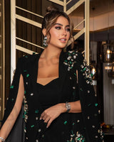 Arabia Luxury Evening Dresses Green Crystal Beads Mermaid Jacket Floor-Length Backless Formal Occasion Wedding Party Gowns