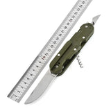 Army Green Folding Cutlery Stainless Steel Portable  Camping Picnic Knife Fork Spoon Bottle Opener Flatware Tableware Travel Kit