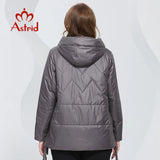 Astrid 2022 Spring Women Parkas Oversize Short Grey Padded Down Coats Hooded Women's Jacket Fashion Outerwear Quilted AM-10075