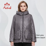 Astrid 2022 Spring Women Parkas Oversize Short Grey Padded Down Coats Hooded Women's Jacket Fashion Outerwear Quilted AM-10075