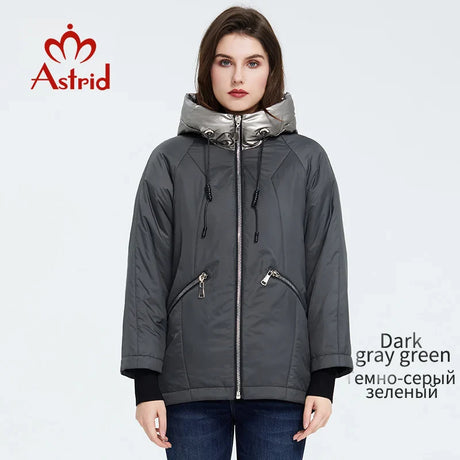 Astrid 2022 Spring Women's Jacket Young fashion Short women coat Plus Size high quality female Outwear Casual Hooded Thin cotton