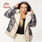 Astrid 2022 Winter Women's Parkas Plus size Thick Cotton warm short Jackets Female Coats with Hooded leather Bio Fleece Outwear