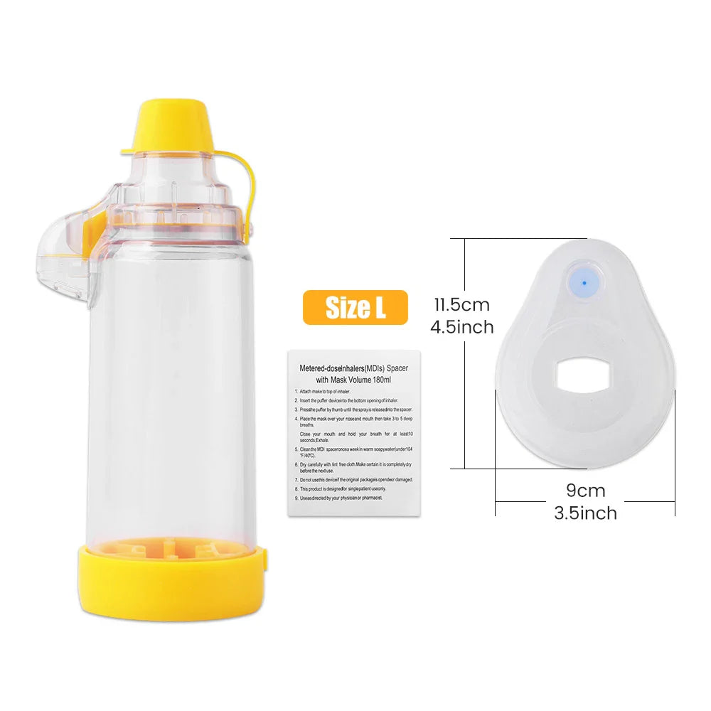 Automizer Asthma Spacer Inhaler Spacer Mist Storage Compressor Aerosol Cabin Nebulizer Tank with Mask Cup for Adult Child Baby