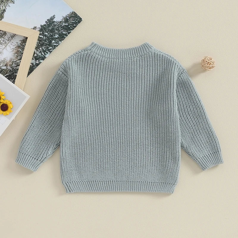 Autumn Baby Girls Boys Sweaters Coat Kids Knitting Pullovers Tops Baby Boys Girls Solid Color Basic Cotton Long Sleeve Sweater